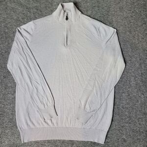 Alan Paine Cashmere Silk Mens Size M Gray Sweater 1/4 Quarter Zip Pullover Great